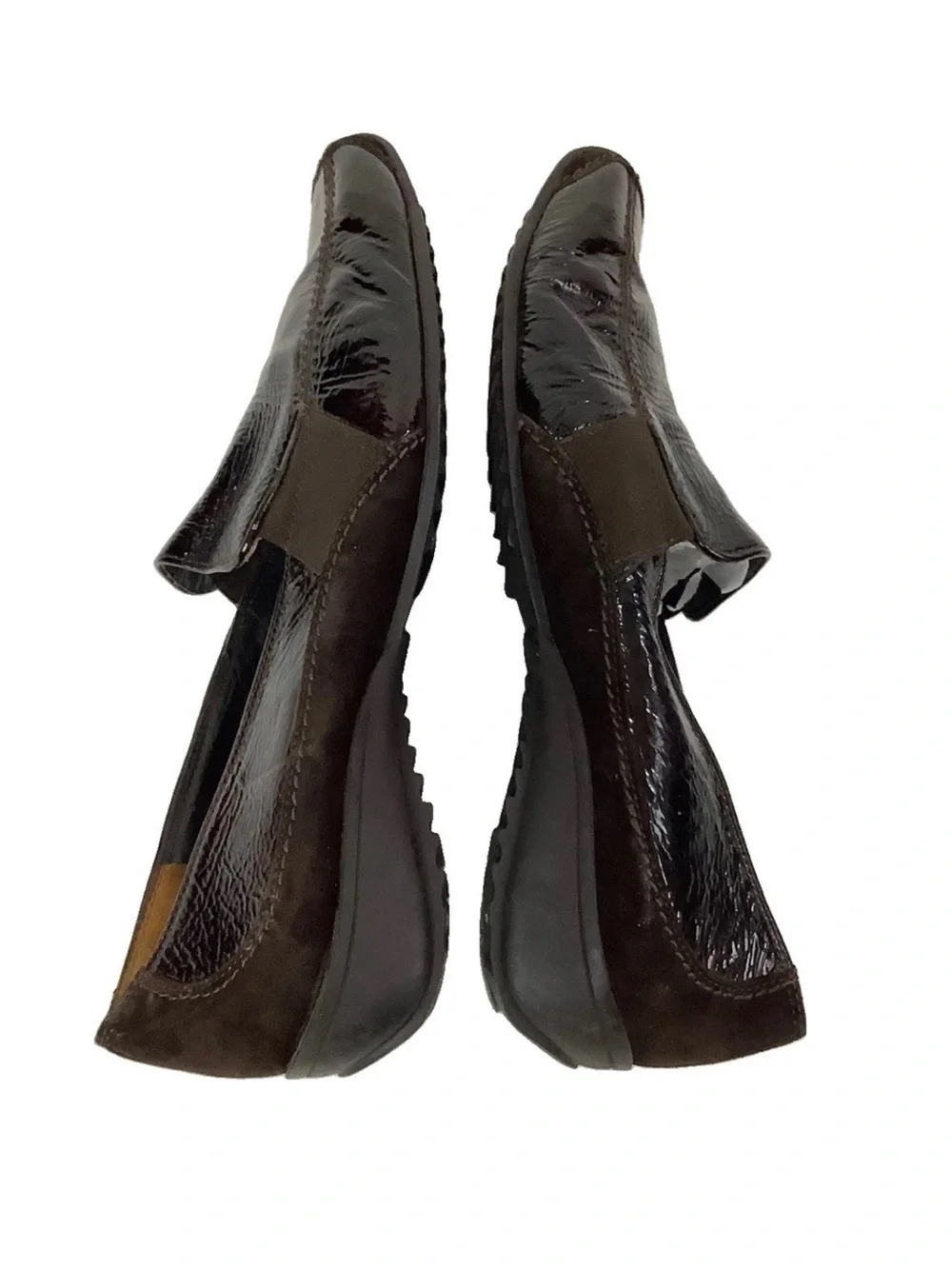 Paul Green Sz 8 Patent Leather Burgundy Sneaker Flats Funky Crinkled Look